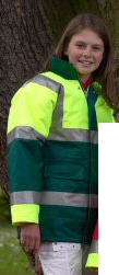 Green / Yellow High Visibility Coat (Parka) - child LARGE size (children aged 10, 11 & 12)